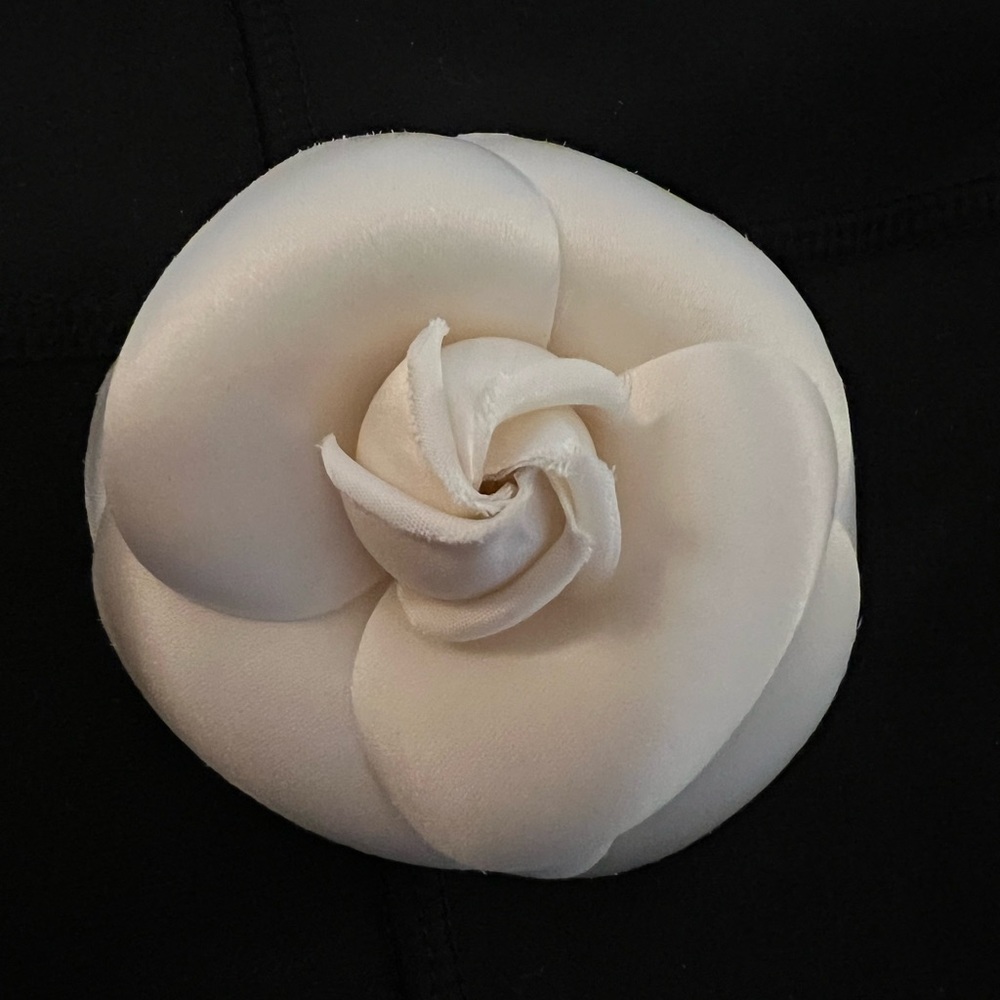 Vintage Chanel Camellia Flower Brooch Pin White